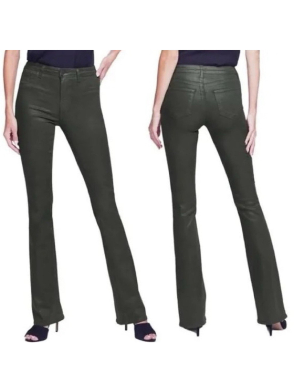 L'AGENCE Selma High Rise Baby Bootcut Size 27 Army Green Coated LKNEW!!
